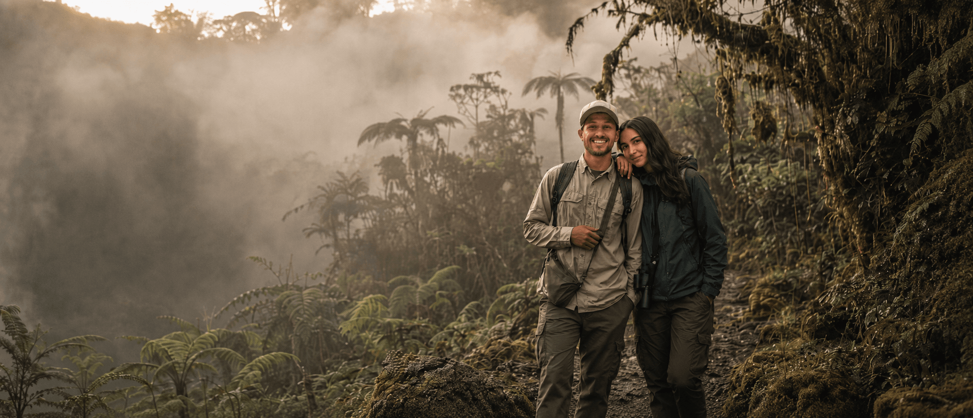 Toña y Mate, fundadores de Atratus, en el bosque colombiano